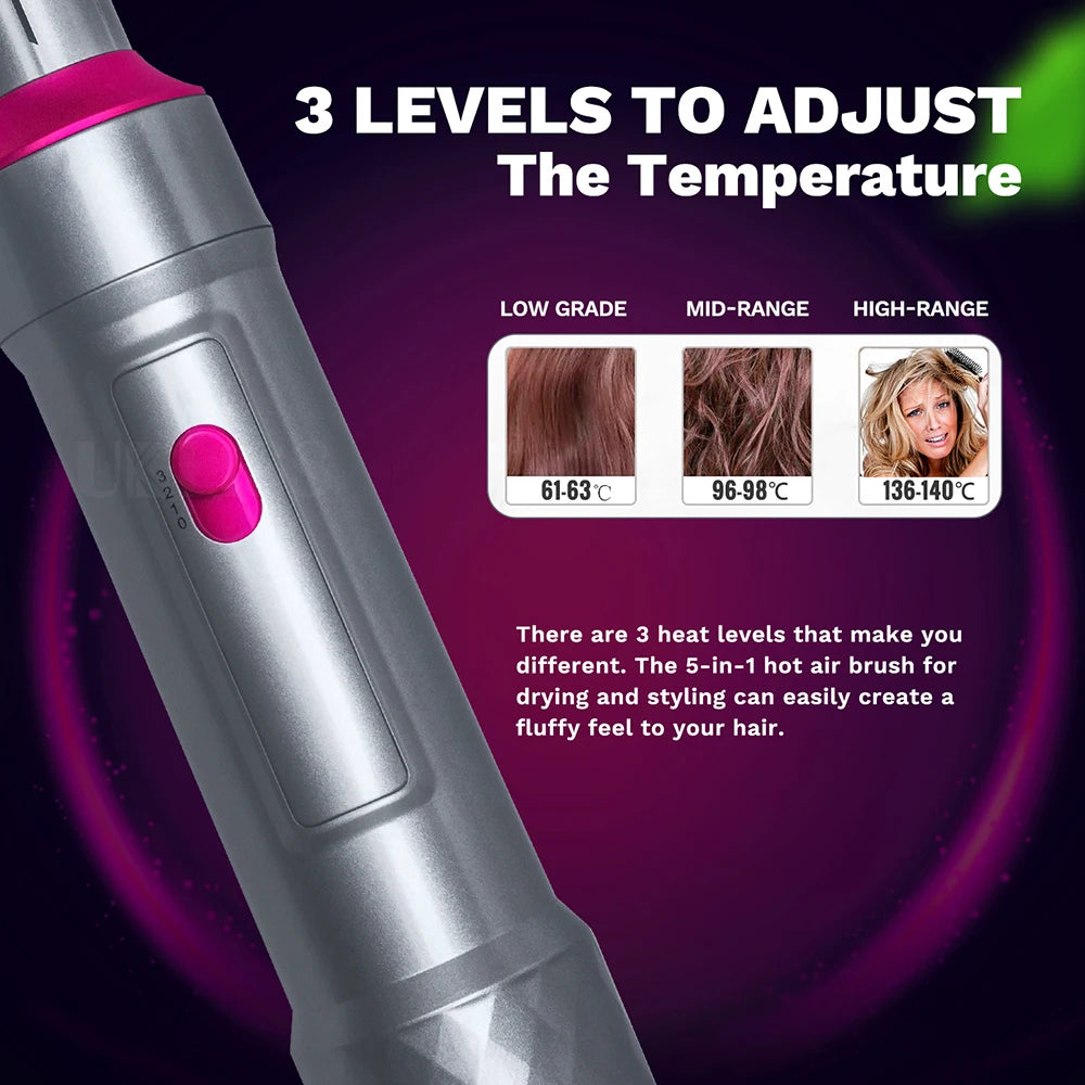 5 in 1 Hair Dryer Brush Powerful Hair Blow Dryer Hot Air Brush Multi-Styler Automatic Hair Curlers Air Styling Curling Iron