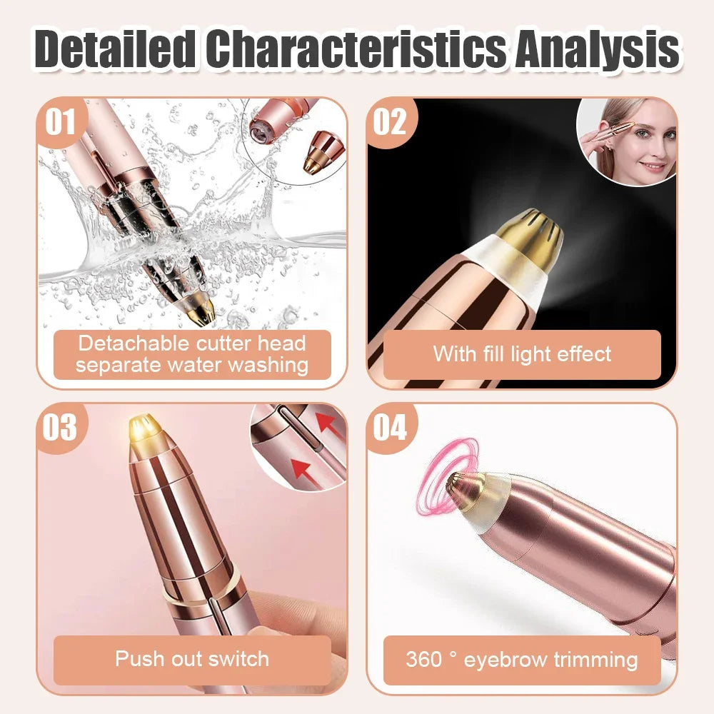 Eyebrow Trimmer Women'S Eyebrow Pencil Shaver Mini Portable Hair Removal Machine Eye Brow Shaper Razor Body Face Beauty Tool